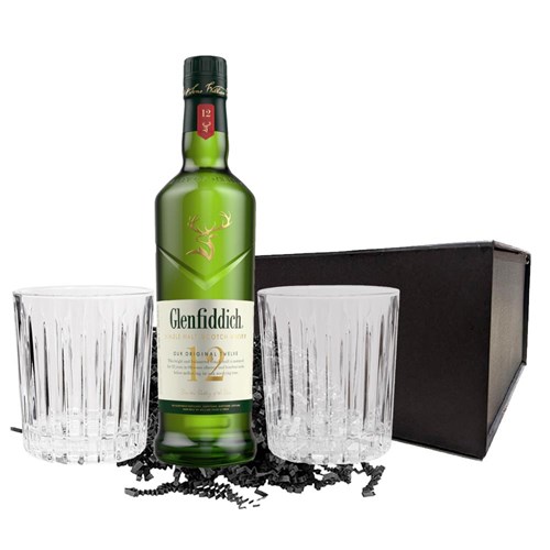 Glenfiddich 12 Year Old Whisky 70cl And Nouveau Tumblers Gift Set